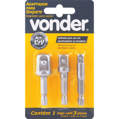 Adaptador para Soquetes Jogo com 3 peças - Vonder