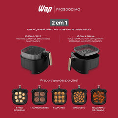 Fritadeira Elétrica Sem Óleo WAP Air Fryer 5.2L Alça Removível e Antiaderente 220V