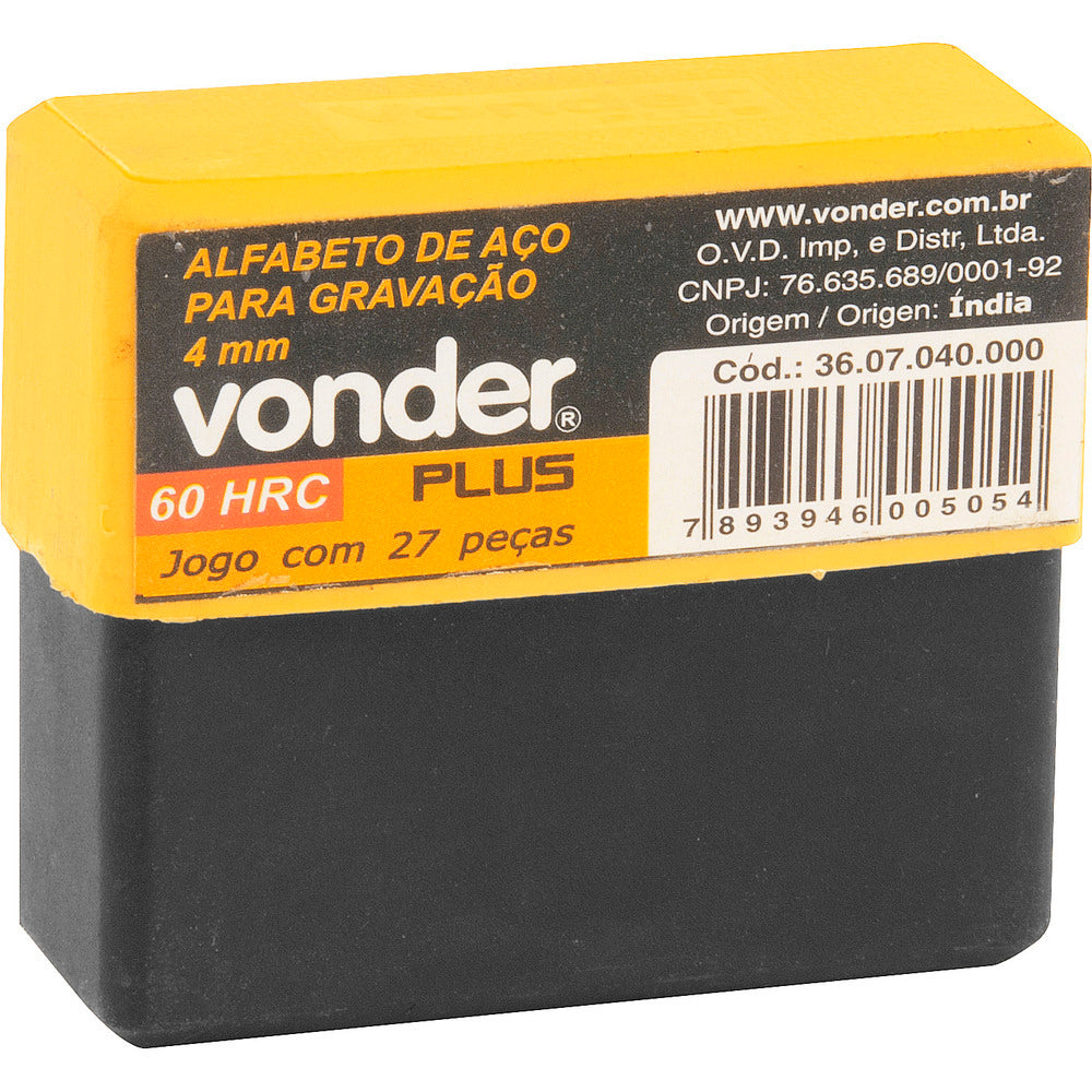 Alfabeto de Aço Punção 6 mm A-Z para Gravação Vonder Plus