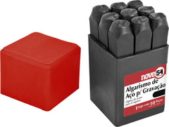 Algarismo de aço punção 4mm 0-9 para gravação - Nove54