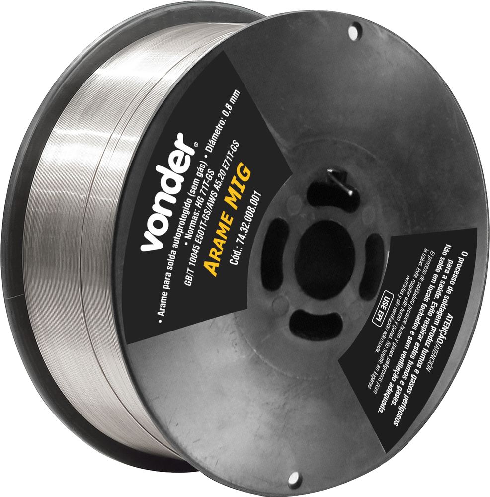 Arame mig 0,8mm 1kg sem gás para mm150 Vonder