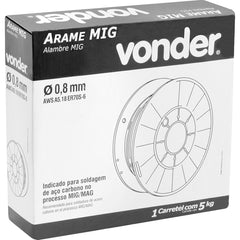 Arame mig 0,8mm carretel com 5kg - Vonder