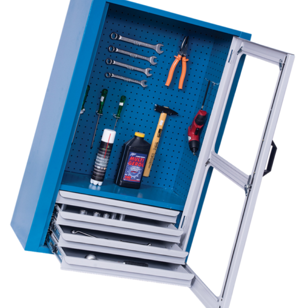 Armário com 4 Gavetas Painel perfurado e Visor de acrílico ARM029A CMB