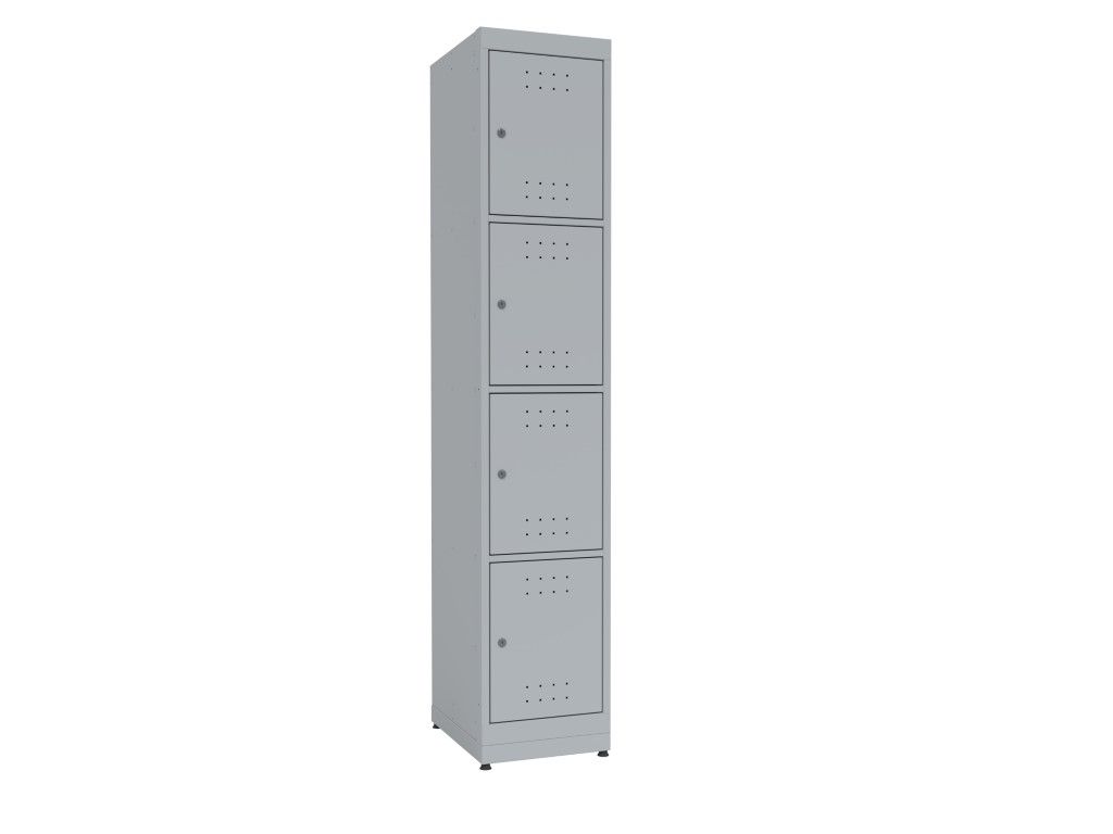 Armário Vestiário Simples 04 Portas Cinza Presto