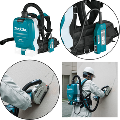 Aspirador de Pó Costal Portátil 1,5L Sem Fio 36V HEPA Com AWS Motor BL Mangueira DVC265ZX Makita - Guimepa