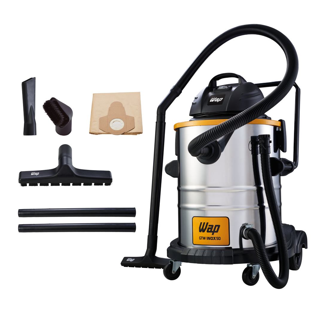 Aspirador de Pó e Água WAP GTW Inox 50 Profissional 1600W com Filtro HEPA 127V