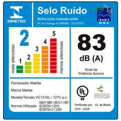 Aspirador de Pó e Líquido 13L GYUPPA 1050W Com Mangueiras Tubos Bocais VC1310LX1 110V Makita