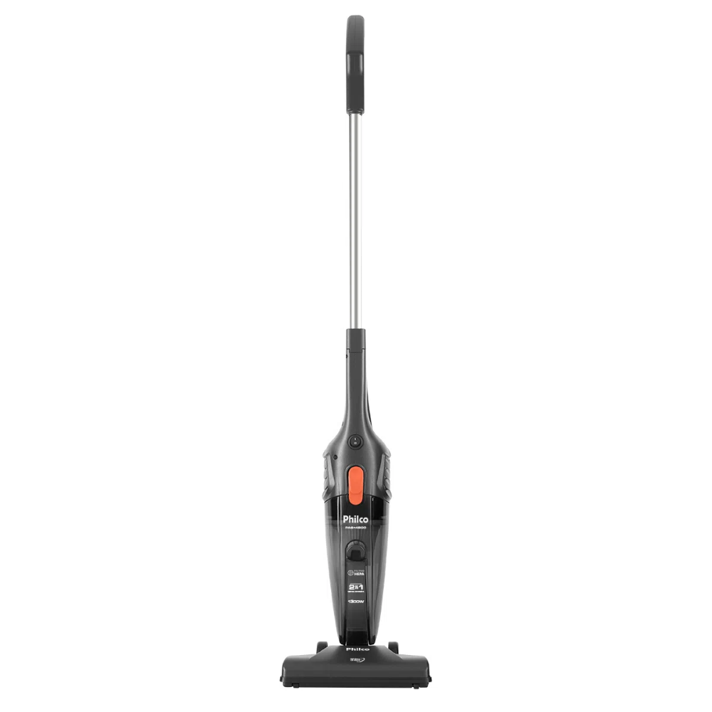 Aspirador de Pó Vertical ou Portátil PAS1450C 1300W Philco Preto Filtro Lavável e Acessórios 127V