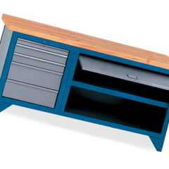 Bancada com 5 Gavetas Porta retrátil Suporte para morsa N05 e Tampo de pinus 40mm 217A CMB