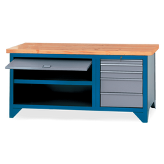 Bancada com 5 Gavetas Porta retrátil Suporte para morsa N05 e Tampo de pinus 40mm 217A CMB