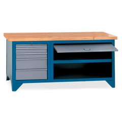 Bancada com 5 Gavetas Porta retrátil Suporte para morsa N05 e Tampo de pinus 40mm 217A CMB