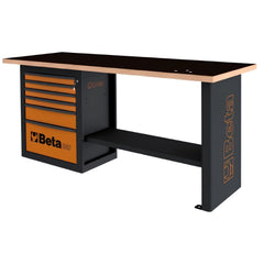 Bancada de Trabalho Endurance Laranja 6 Gavetas Tampo Madeira Laminada C59A-O Beta