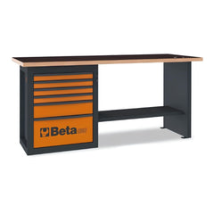 Bancada de Trabalho Endurance Laranja 6 Gavetas Tampo Madeira Laminada C59A-O Beta