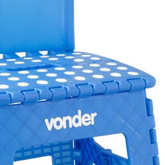 Banqueta Plástica Dobrável Azul 220mm Com Encosto Vonder