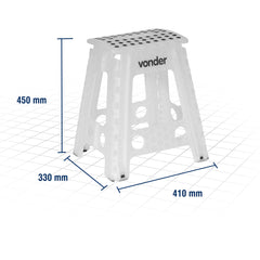 Banqueta Plástica Dobrável Altura 450mm Vonder