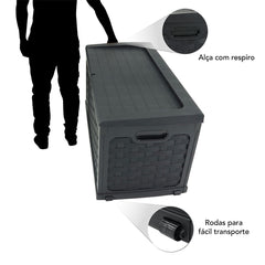 Baú Plástico Rattan Preto 335 Litros