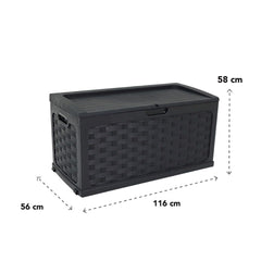 Baú Plástico Rattan Preto 335 Litros