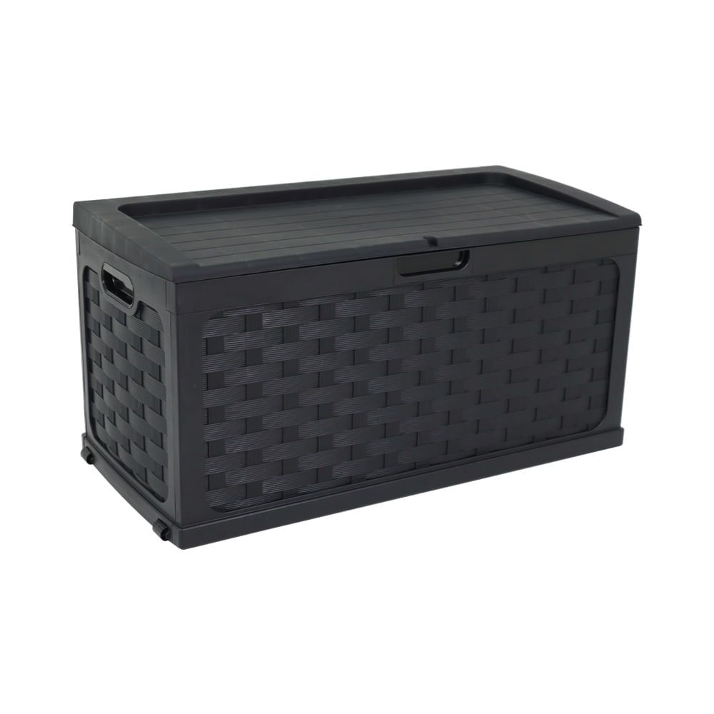 Baú Plástico Rattan Preto 335 Litros