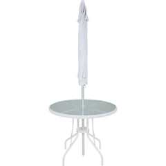 Conjunto Noronha Branco com Mesa 4 Cadeiras e Guarda Sol Bel