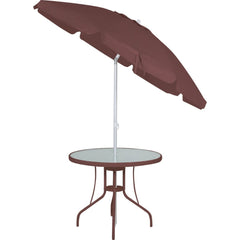 Conjunto Noronha Marrom com Mesa 4 Cadeiras e Guarda Sol Bel