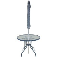 Conjunto Noronha Cinza com Mesa 4 Cadeiras e Guarda Sol Bel