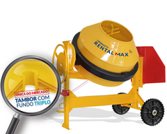 Betoneira 400L Rental Max Com Motor Trif 2Cv 380V 60Hz 4P Com Roda Maciça Menegotti