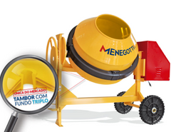 Betoneira 400L Rental Com Motor Gasolina Honda 5,5Hp Gx160 Com Roda Maciça Menegotti
