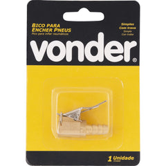 Bico p/ encher pneu c/ presilha espiga 5/16" latão Vonder