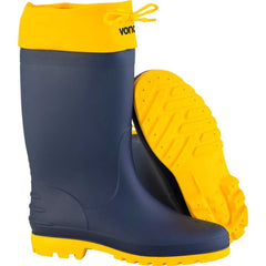 Bota PVC 35/36 Azul/Amarela Cano Médio Com Forro Vonder