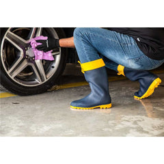 Bota PVC 37/38 Azul/Amarela Cano Médio Com Forro Vonder