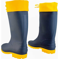 Bota PVC 37/38 Azul/Amarela Cano Médio Com Forro Vonder
