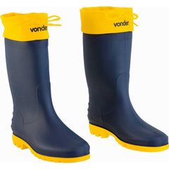 Bota PVC 37/38 Azul/Amarela Cano Médio Com Forro Vonder