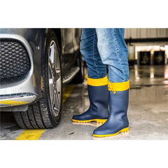Bota PVC 37/38 Azul/Amarela Cano Médio Com Forro Vonder