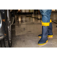Bota PVC 37/38 Azul/Amarela Cano Médio Com Forro Vonder