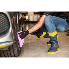 Bota PVC 37/38 Azul/Amarela Cano Médio Com Forro Vonder