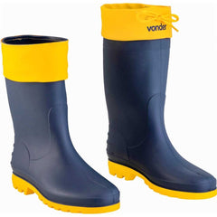 Bota PVC 37/38 Azul/Amarela Cano Médio Sem Forro Vonder