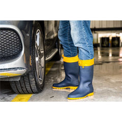 Bota PVC 41/42 Azul/Amarela Cano Médio Com Forro Vonder