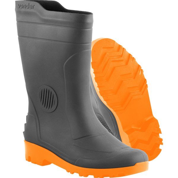 Bota pvc 37 cano médio s/ forro preta/laranja ca36103Plus