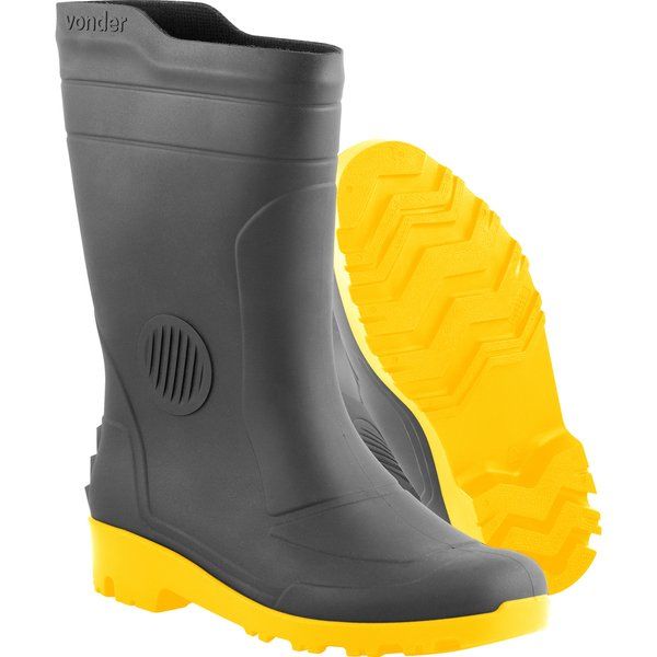 Bota pvc 39 cano médio c/ forro preta/amarela ca36103Plus