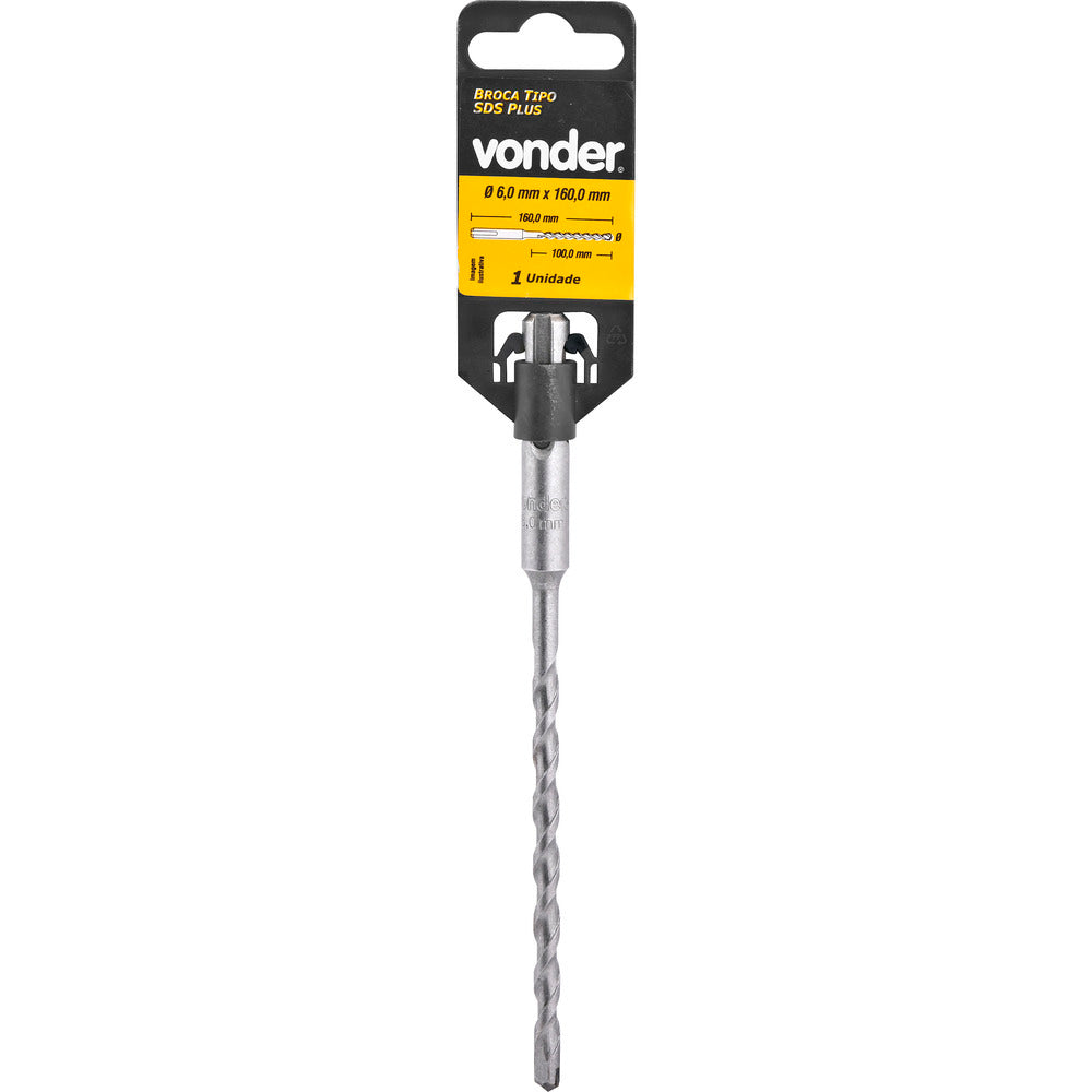 Broca sds plus 5,00x100x160mm 2 cortes - Vonder