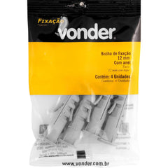 Bucha de Fixação 12 mm com Anel com 4 peças Vonder