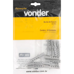 Bucha de Fixação 6 mm Cartela com 10 peças Vonder