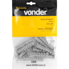 Bucha de Fixação 8 mm com Anel com 10 peças Vonder