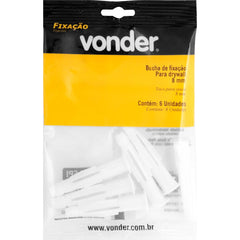 Bucha de Fixação para Drywall 8 mm com 6 peças Vonder