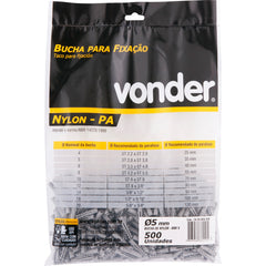 Bucha nylon 10x50mm bnv-10 com 250 peças - Vonder