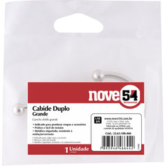 Cabide duplo grande metálico niquelado - Nove54