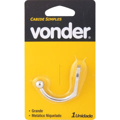 Cabide simples grande metálico niquelado Vonder