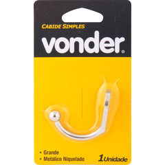 Cabide simples grande metálico niquelado Vonder