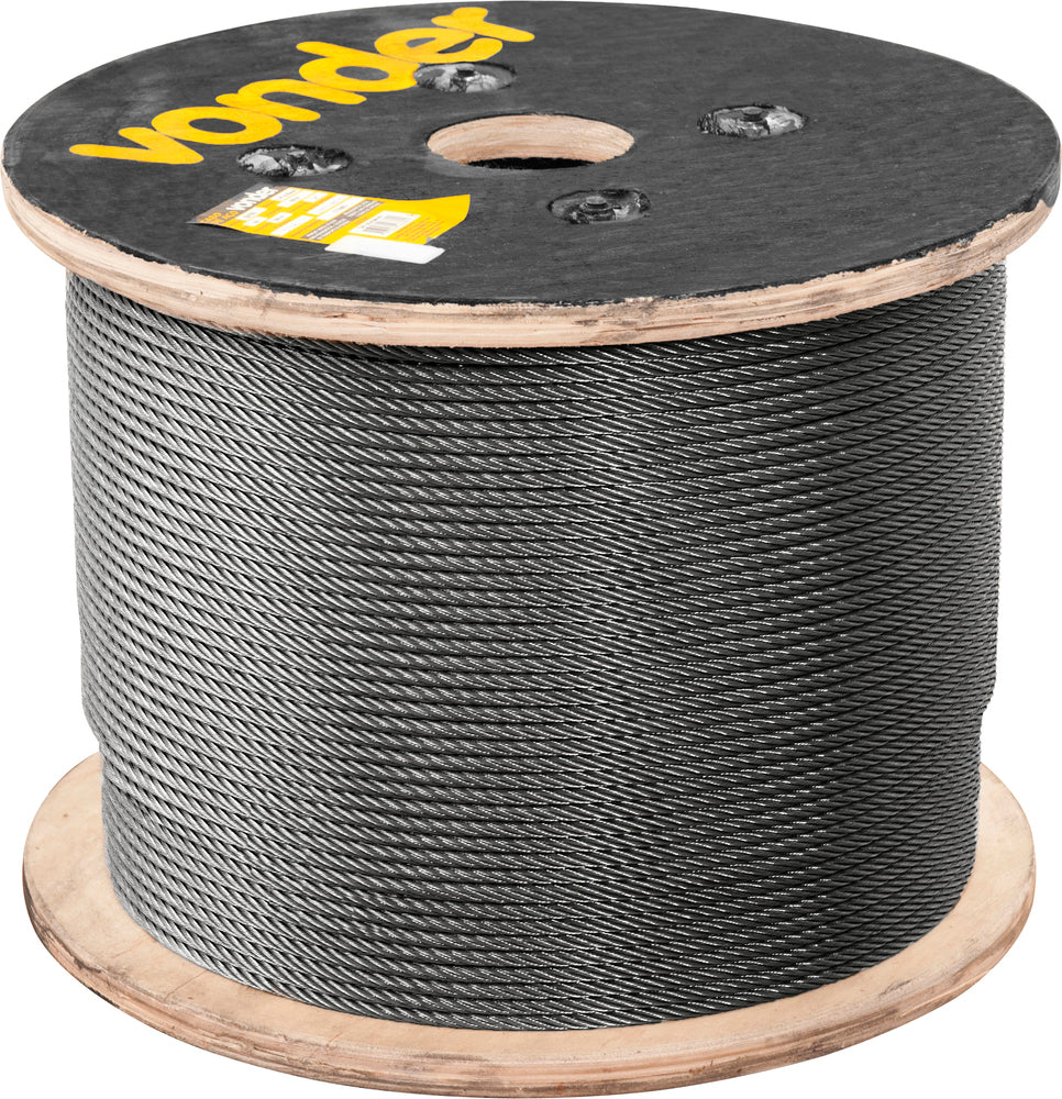 Cabo de aço af 1/16" alma de fibra 6x7 galv c/ 500m Vonder