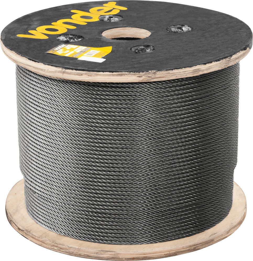 Cabo Aço Af 3/8  Alma De Fibra 6x25f Polido 100 M Vonder